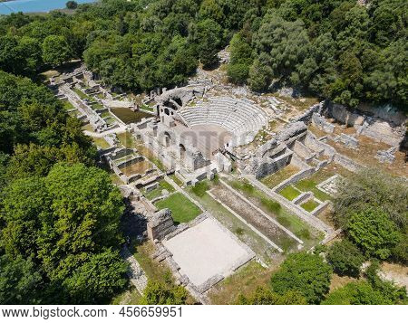 Drone View At The Roman Archaeological Site Of Butrinto In Albania