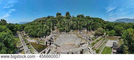 Drone View At The Roman Archaeological Site Of Butrinto In Albania