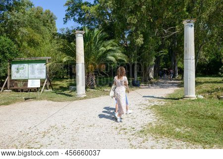 Butrinto, Albania - 14 May 2022: Entrance Of The Roman Archaeological Site Of Butrinto On Albania