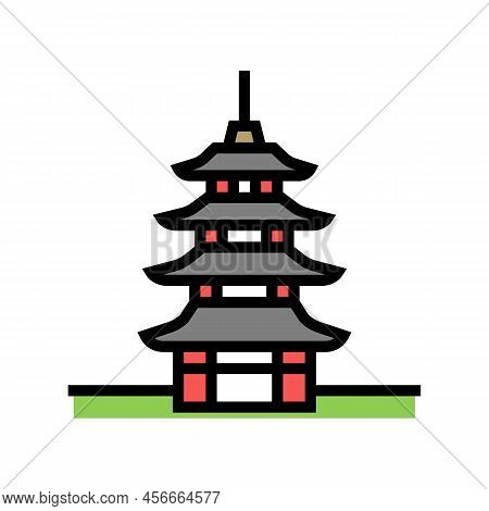 Pagoda Asia Building Color Icon Vector. Pagoda Asia Building Sign. Isolated Symbol Illustration