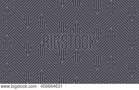 Conceptual Geometric Outline Seamless Pattern Vector Trendy Abstract Background. Decorative Complexi