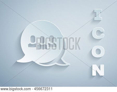 Paper Cut Project Team Base Icon Isolated On Grey Background. Business Analysis And Planning, Consul