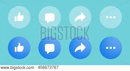 Like, comment, share, and ellipsis menu icon vector. Social media elements