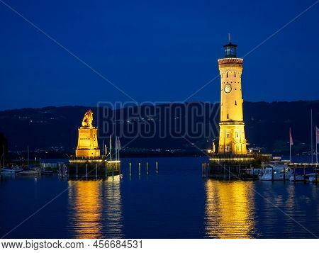 summer evening at the lake constance in lindau