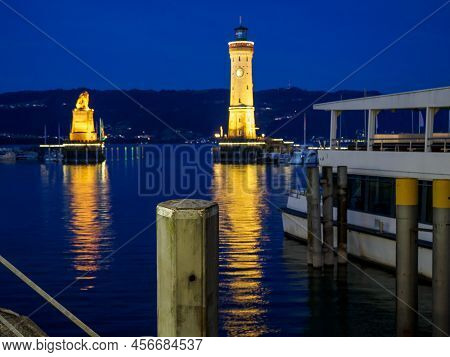 summer evening at the lake constance in lindau