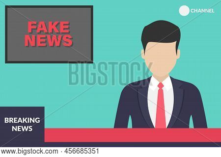 Broadcasting About Fake News Vector Design Illustration