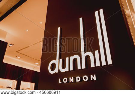Phuket, Thailand - May 29, 2022: Dunhill Brand Retail Shop Logo Signboard On The Storefront In The S