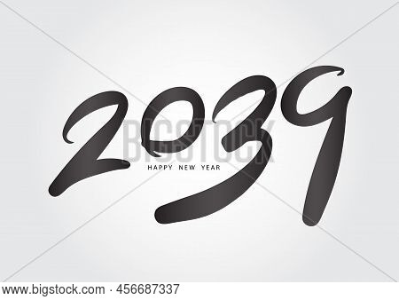 2039 Year, Happy New Year 2039 Vector, 2039 Number Design Vector Illustration, Black Lettering Numbe