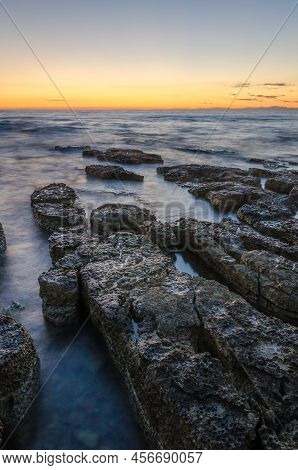 Moody Sunset At The Coast Of Croatia