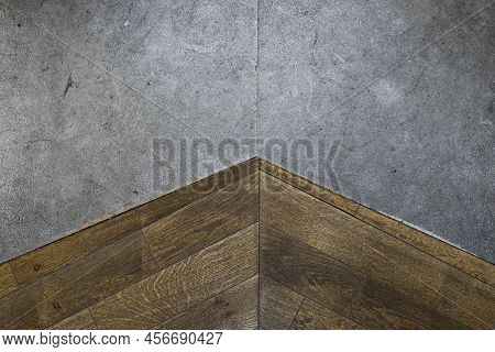 The Junction Of Natural Stone And Wooden Floor High-quality  Photo