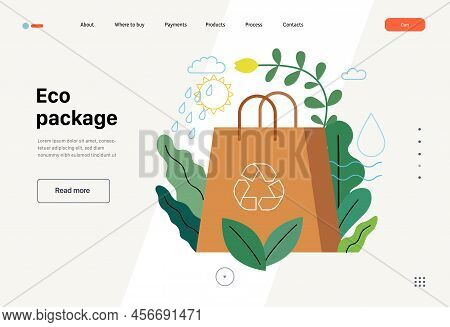 Ecology - Eco Package -modern Flat Vector Concept Illustration Of A Paper Bag Durrounded By Plants, 
