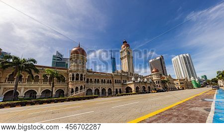 Kuala Lumpur, Malaysia - June 12, 2022: Old And New Icon Of The Malaysian Capital. The Clock Tower O
