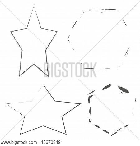 Different Grunge Frame Shapes. Grunge Texture. Hand Drawn Old Sketch. Vector Illustration. Stock Ima