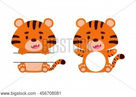 Cute Little Tiger Split Monogram. Funny Cartoon Character For Kids T-shirts, Nursery Decoration, Bab