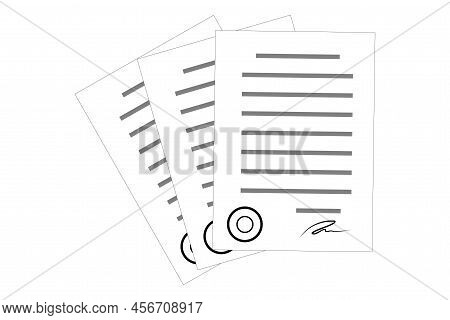 Documents Paper Seal. Business Icon. Financial Concept. Vector Illustration. Stock Image.