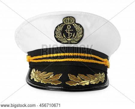 Peaked Cap With Accessories Isolated On White