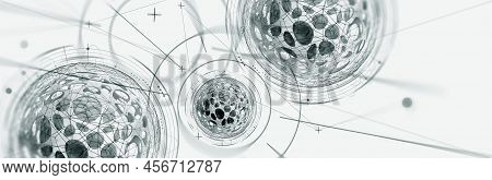 High Technology, Nanostructures And Digital Universe. 3d Illustration Of Cyberspace And Global Datab