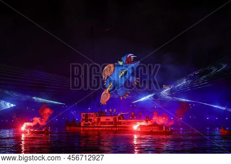 Cracow, Poland - June 4, 2022: Great Dragon Parade. The Great Outdoor Show On The Vistula River.