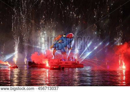 Cracow, Poland - June 4, 2022: Great Dragon Parade. The Great Outdoor Show On The Vistula River.