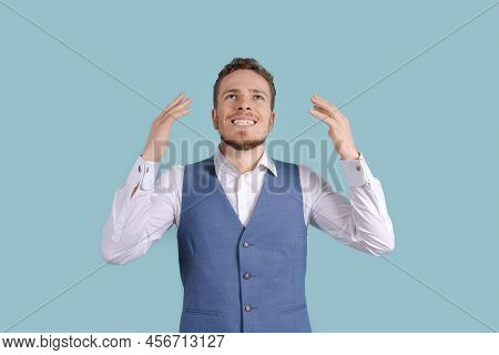 Concept Success And Achievement. Headshot Businessman With Happy Cheerful Smile, Reaching Life Goals