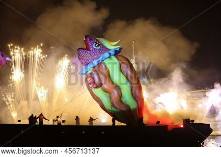 Cracow, Poland - June 4, 2022: Great Dragon Parade. The Great Outdoor Show On The Vistula River.