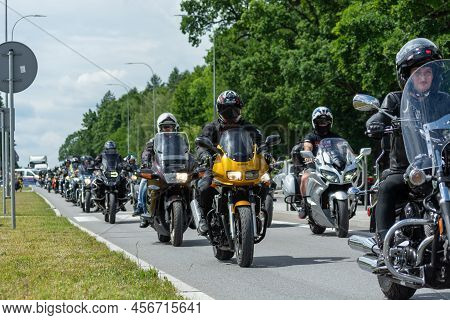 Chelm, Lubelskie, Poland - June 18, 2022: Motorcycle Rally In Chelm For Motokropla 2022, Drive Throu