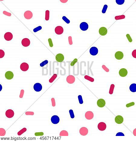 Stylish Abstract Seamless Background. Rounded Lines, Sticks And Circles. Purple And Pink Shades