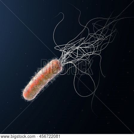 Single Orange Colored Multiple Antibiotic Resistant Pseudomonas Aeruginosa Bacterium - 3d Illustrati