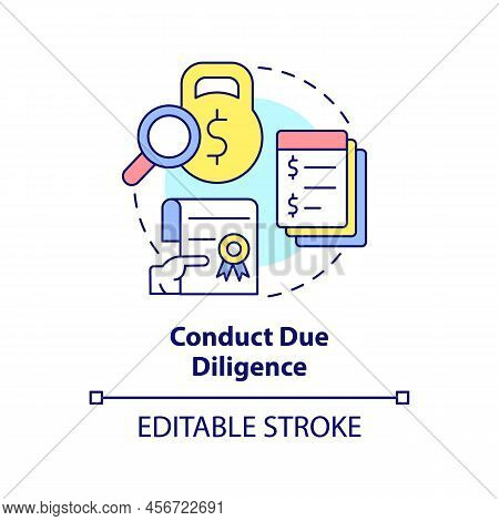 Conduct Due Diligence Concept Icon. Documents And Files Research. Stage Of Merger Abstract Idea Thin