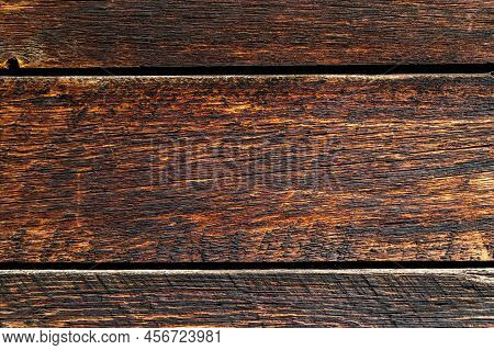 Brown Wooden Wall Background. Raw Wood Texture. Rustic Disks With Knots Pattern. Countryside Archite