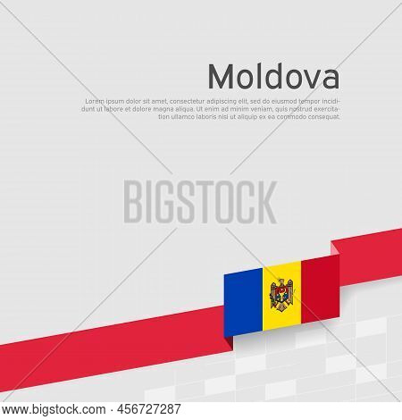 Moldova Flag Background. State Patriotic Moldavian Banner, Cover. Ribbon Color Flag Of Moldova On A 