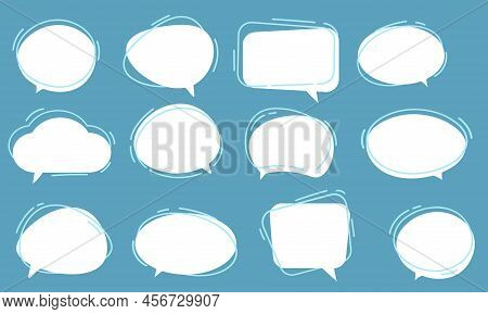 Vector Set Of Speech Bubbles. Dialog Box Icon, Message Template. White Clouds For Text, Lettering. D