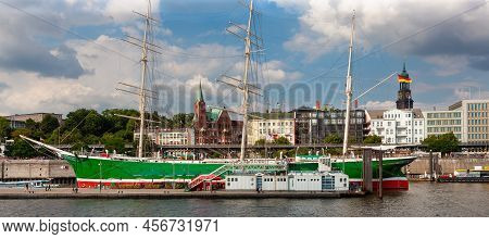 Hamburg, Germany - July 12, 2011 : Rickmer Rickmers, Old German Cargo Sailing Ship On Display On Elb