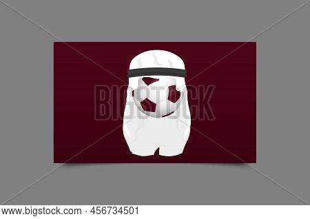 Football Ball In Shemagh. Vector Graphics And Design.