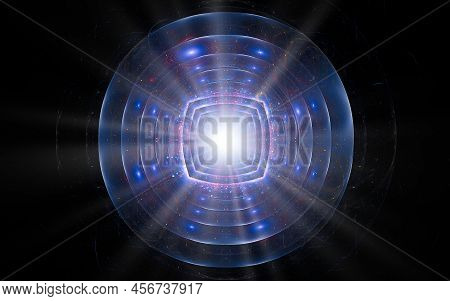 Digital Illustration Abstract Image Generated Fractal Background Image Portal Pattern Of Various Geo