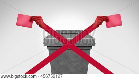 Extremist Vote Concept As Hands Casting Ballots At A Polling Station Shaped As A Delete Sign As A De