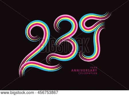 239 Number Design Vector, Graphic T Shirt, 239 Years Anniversary Celebration Logotype Colorful Line,