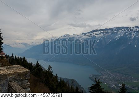 Incredible View Of The Bernese Alps. Background Nature, Freedom
