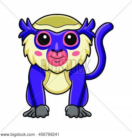 Vector Illustration Of Cute Mona Monkey Cartoon Posing