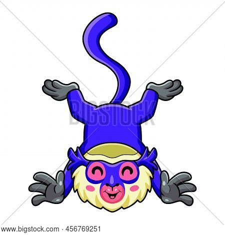 Vector Illustration Of Cute Mona Monkey Cartoon Posing