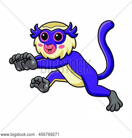 Vector Illustration Of Cute Mona Monkey Cartoon Running