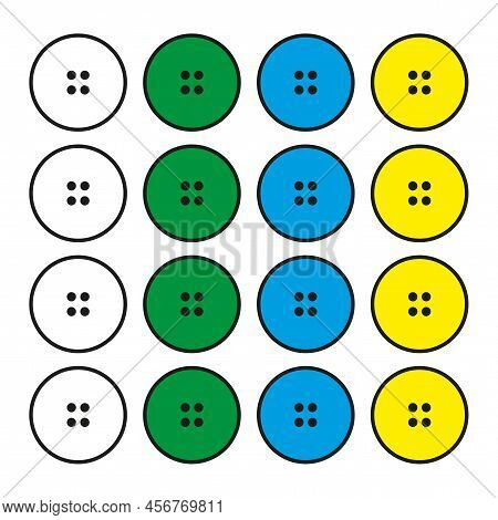 Retro Set Colored Clothes Buttons. Design Element. Art Collection. Vector Illustration. Stock Image.