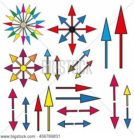 Different Colored Arrows. Circle Diagram Infographic Set. Design Element. Vector Illustration. Stock
