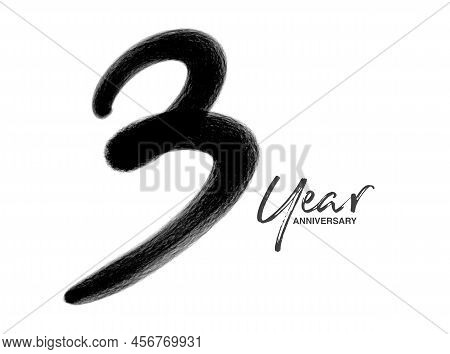 3 Years Anniversary Celebration Vector Template, 3 Years  Logo Design, 3th Birthday, Black Lettering