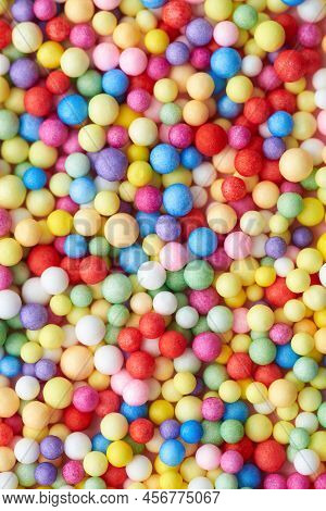 Small Multicolored Polyfoam Balls, Theme Of Holidays And Birthdays, Backdrop.