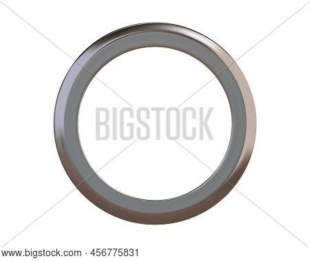 Grey Silver Metal Grommet Ring For Paper, Card, Tag, Sticker Or Hanger Isolated On White Background