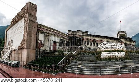 Sichuan China -  June 28, 2014: Earthquake Memorial Buildings After The Great Earthquake, 2008 Sichu