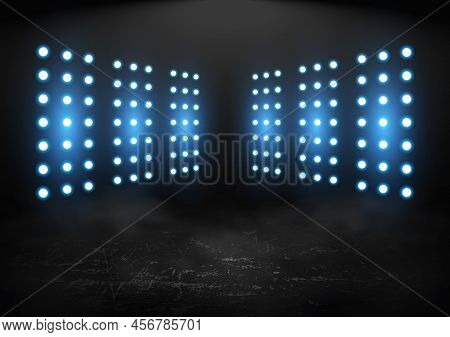 Abstract Futuristic Blue Spotlight Background, Empty Room, Vector Illustration. Abstract Background 