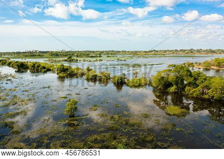 Top View Of Lake With Tropical Vegetation In Kumana National Park. Sri Lanka.