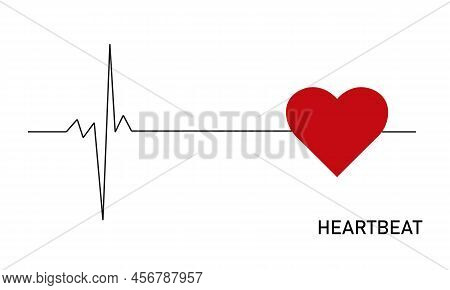 Heartbeat Line Icon. Pulse Rate Monitor. Vector Illustration Of Heart Beat Ecg. Healthy And Medical 